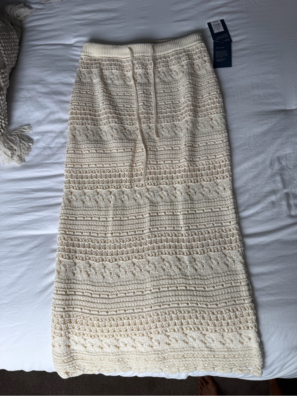 Target Cream Knit Maxi Skirt with Drawstring Waist